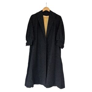 VTG Black Jacquard Opera Coat‎ Puff Sleeve Union Made Whimsigoth Evening Wrap